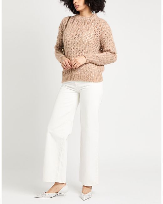 Eleventy Pink Camel Sweater Cotton, Mohair Wool, Silk, Metallic Fiber