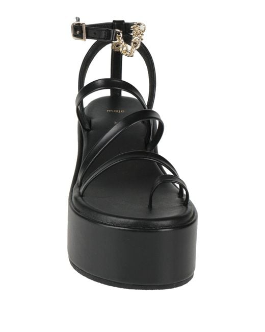 Maje Black Thong Sandal Leather