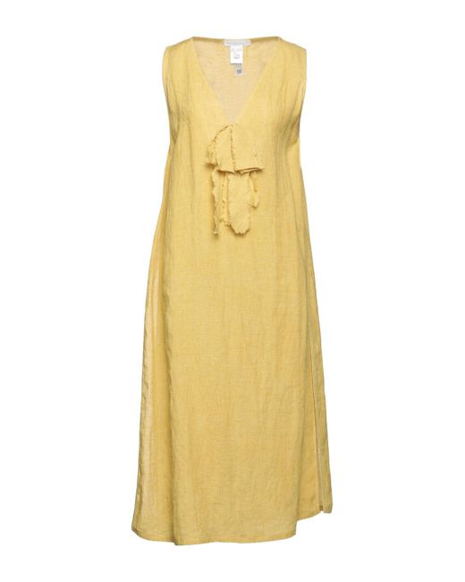 Fabiana Filippi Yellow Ocher Midi Dress Linen