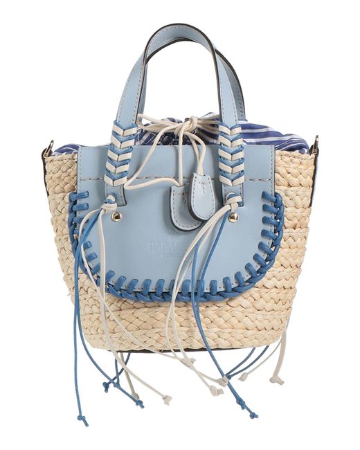 CUBA LAB Blue Handbag Textile Fibers, Leather