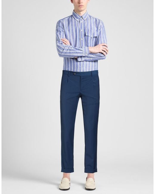 Barba Napoli Blue Pants Polyester, Wool, Elastane for men