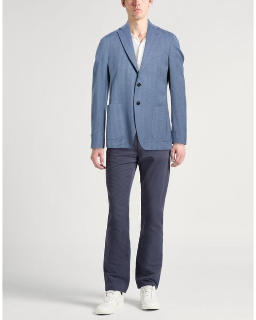 Tombolini Blue Slate Blazer Wool, Cotton, Silk for men
