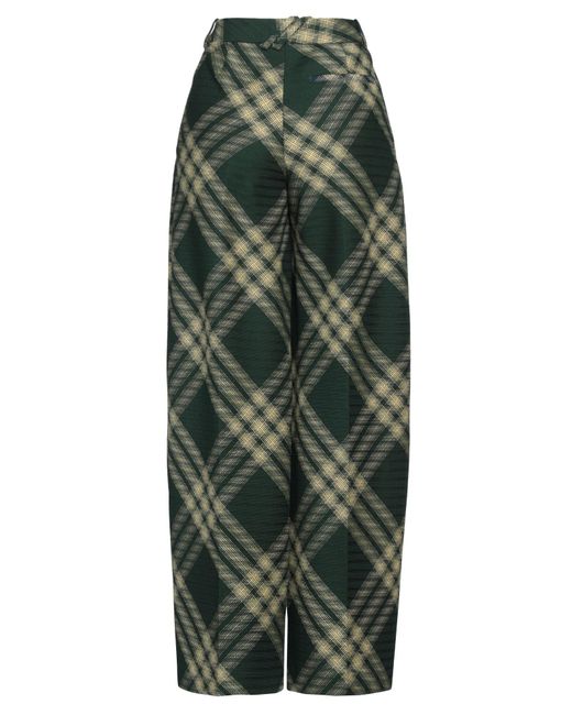 Burberry Green Wool Two-Tone Wide-Leg Pants