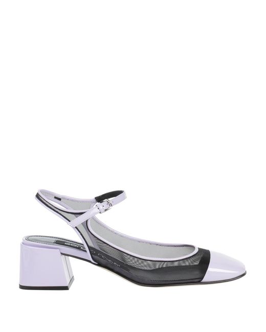 Sergio Rossi White Lilac Pumps Leather, Textile Fibers