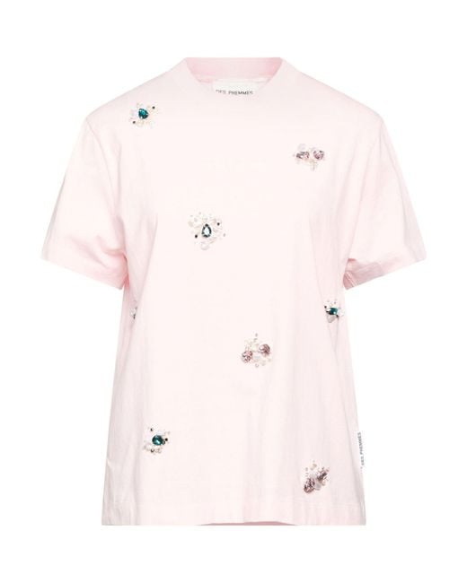 DES_PHEMMES Pink T-Shirt Cotton, Glass, Metal, Polyester