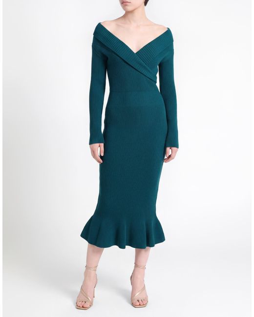 Elisabetta Franchi Green Deep Midi Dress Viscose, Polyamide, Polyester