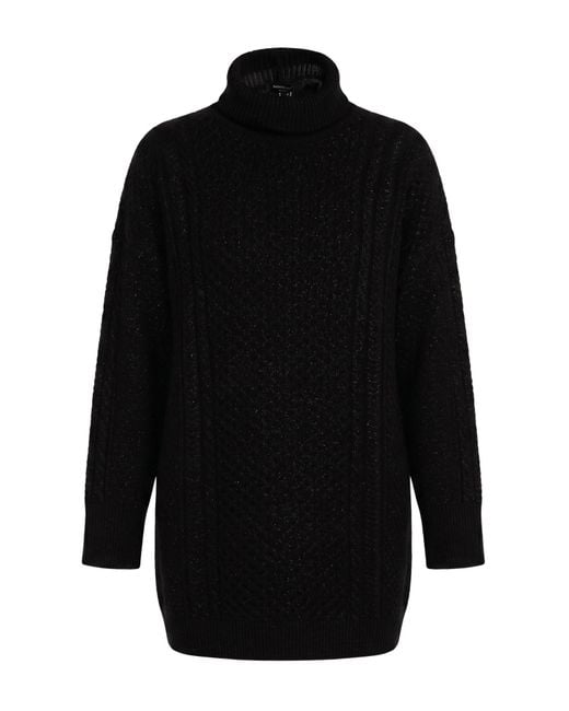 Fabiana Filippi Black Mini Dress Virgin Wool, Viscose, Silk, Cashmere, Polyester
