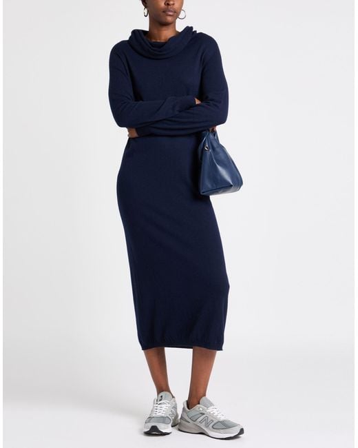 Kaos Blue Midnight Midi Dress Wool, Polyamide