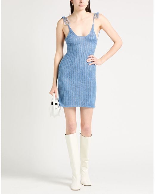 Miista Blue Light Mini Dress Acrylic, Nylon, Mohair Wool, Metallic Fiber