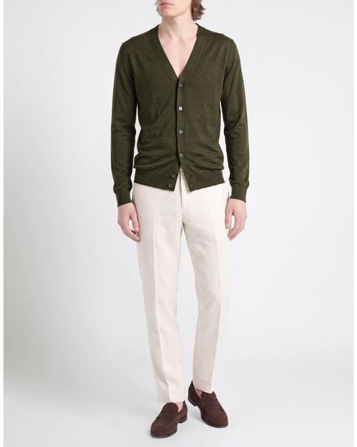 Aragona Green Military Cardigan Cashmere, Silk for men