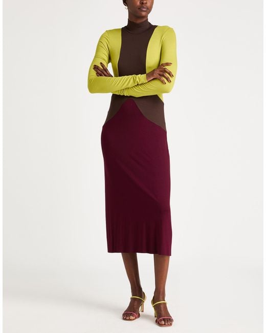 Maliparmi Purple Chocolate Midi Dress Viscose, Elastane