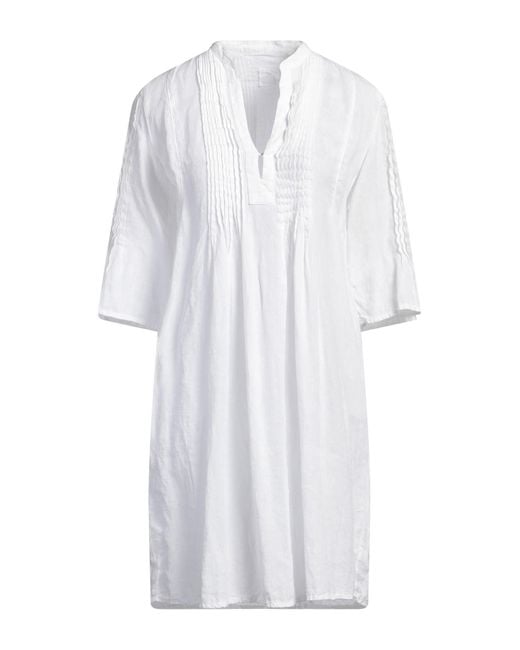 Vestito Corto di 120% Lino in White