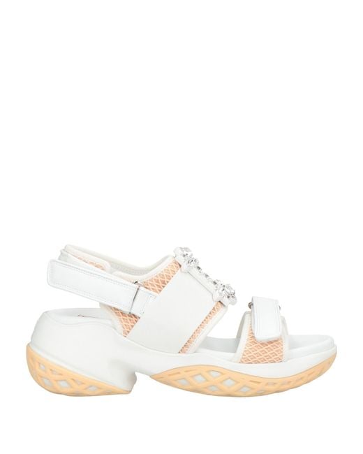 Roger Vivier White Sandals Textile Fibers, Synthetic Material