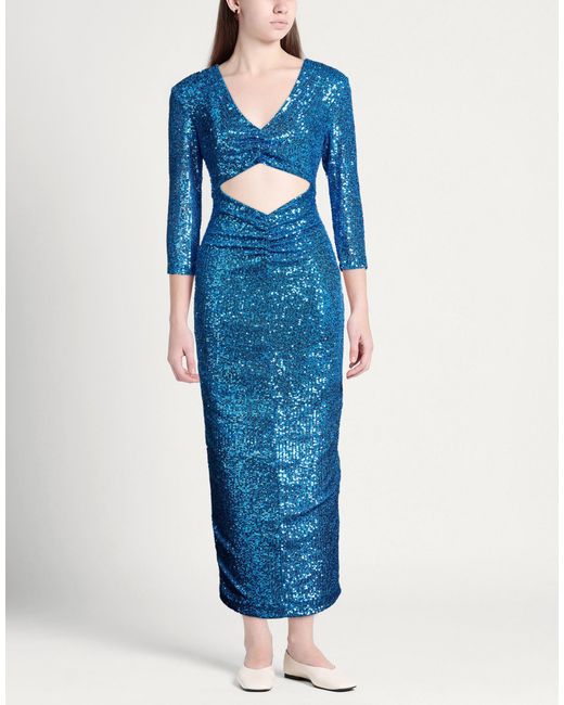 NUALY Blue Maxi Dress Polyester, Elastane