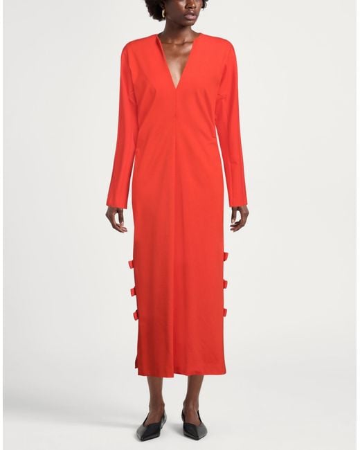 MEIMEIJ Red Midi Dress Viscose, Polyamide, Elastane