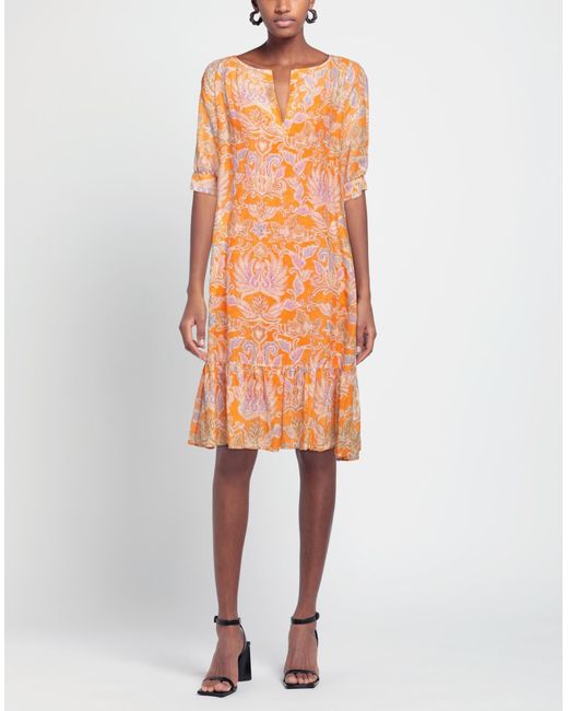 Maliparmi Orange Midi Dress