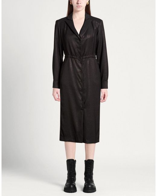 Diega Black Midi Dress Virgin Wool, Polyamide, Metallic Polyester