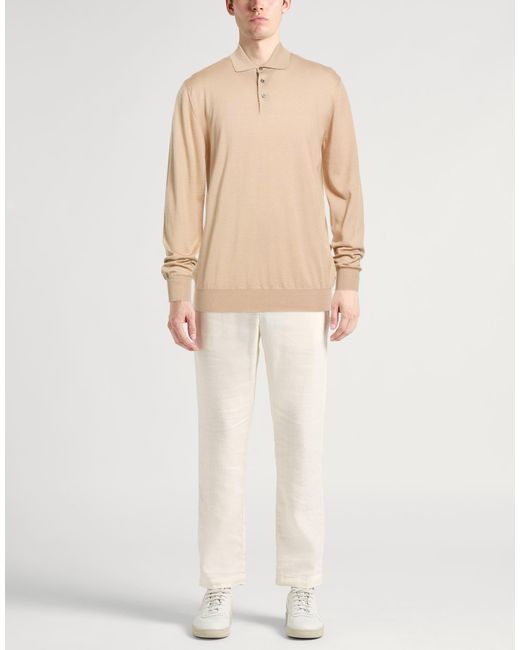 Fedeli Natural Sand Sweater Cashmere, Silk for men