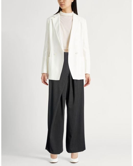 SU OFFICIAL Gray Pants Polyester, Viscose, Elastane
