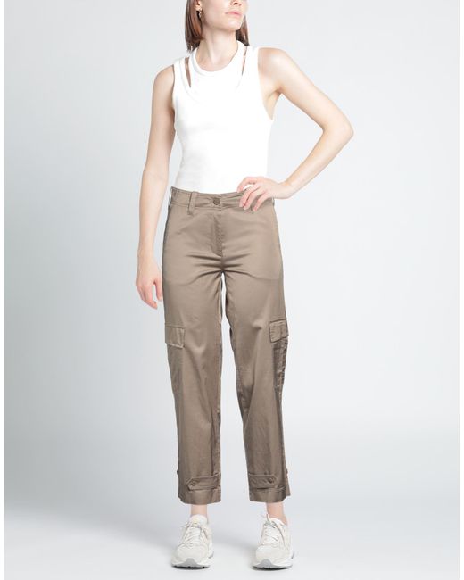 Cambio Natural Khaki Pants Viscose, Cotton, Elastane