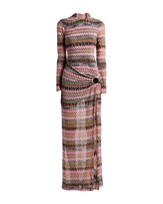 Missoni Pink Maxi Dress Viscose, Metallic Fiber, Polyamide
