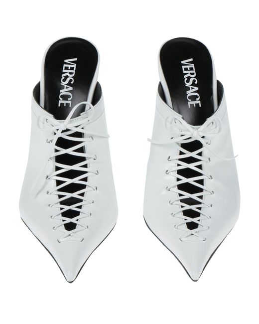 Versace White Mules & Clogs Calfskin