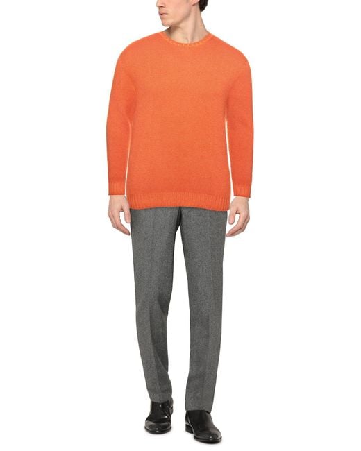 120% Lino Orange Jumper for men