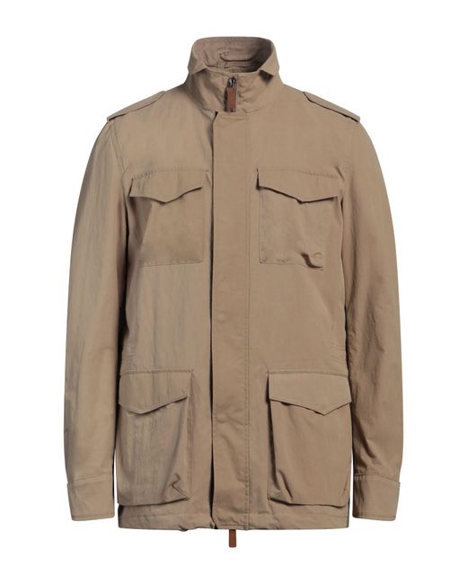 Herno Brown Sand Jacket Cotton, Polyamide for men