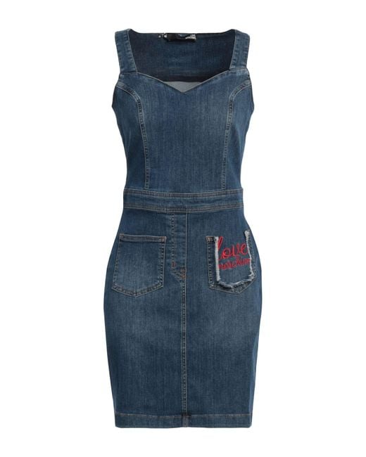 Love Moschino Blue Mini Dress Cotton, Polyester, Elastane