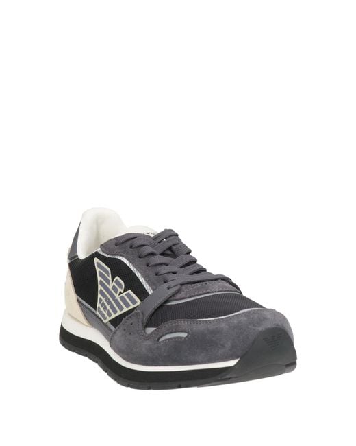 Emporio Armani Gray Midnight Sneakers Polyester, Cow Leather for men