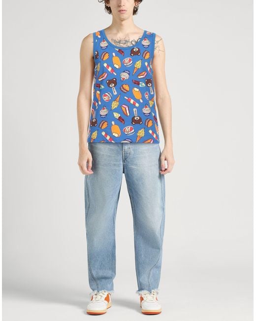 Moschino Blue Tank Top Cotton, Elastane for men