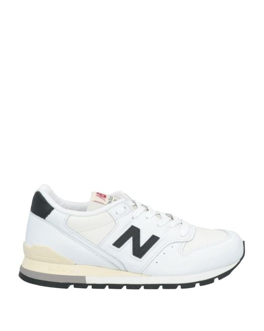 New Balance White Sneakers Leather, Textile Fibers for men