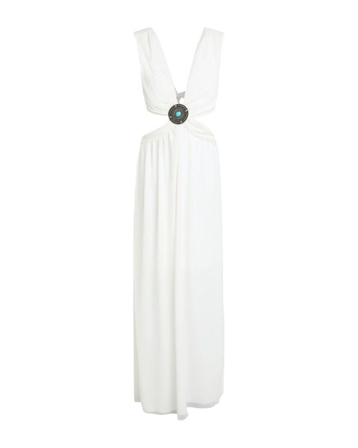 Akep White Maxi Dress Polyester