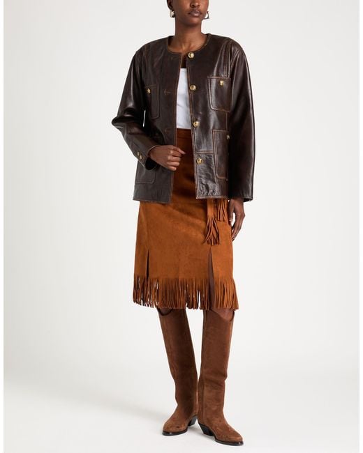 Sandro Brown Jacket Lambskin