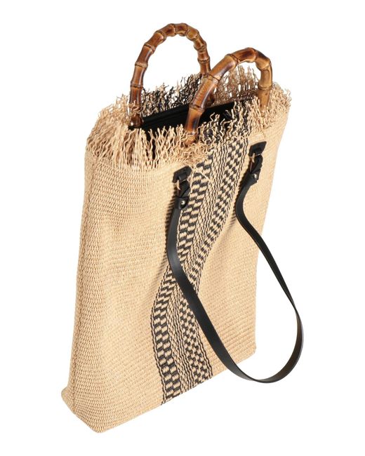 Anita Bilardi Natural Handbag Polyamide, Cotton, Calfskin, Bamboo