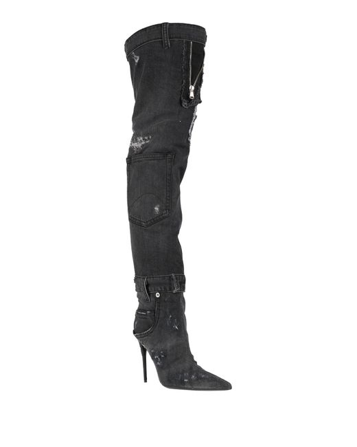 Dolce & Gabbana Black Charcoal Boot Textile Fibers