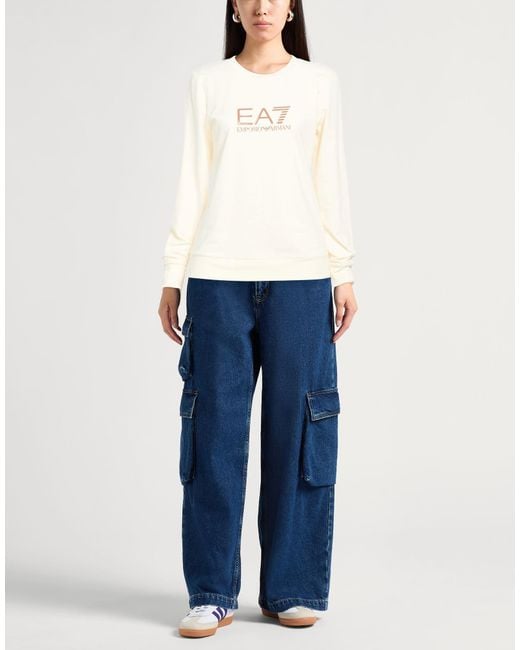 EA7 White Sweatshirt Cotton, Elastane