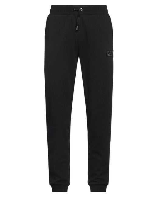 EA7 Black Pants Polyester, Cotton for men