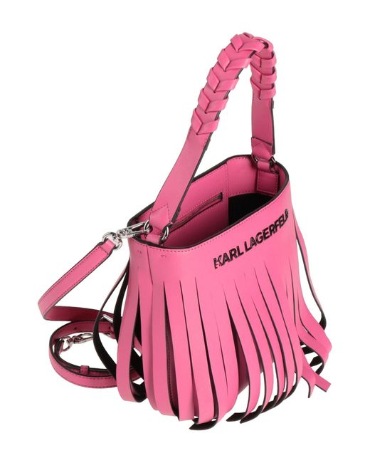 Karl Lagerfeld Pink K/Fringe Mini Hobo -- Handbag Polyurethane, Cotton