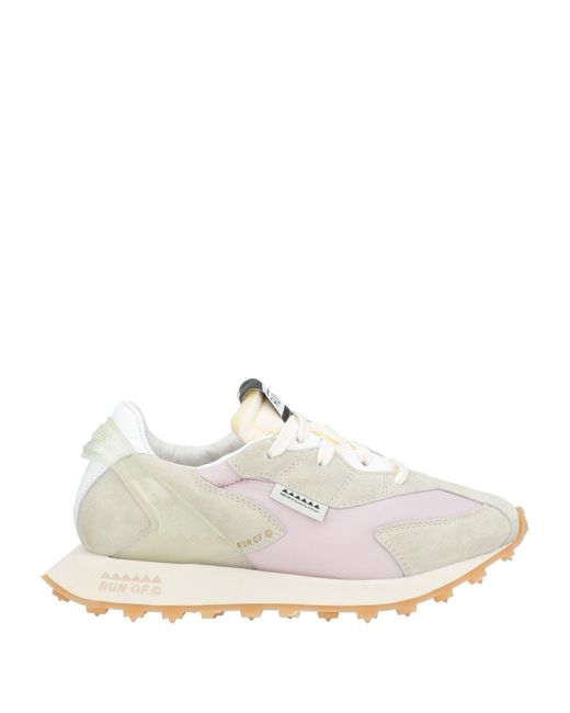 RUN OF White Sneakers Leather, Textile Fibers