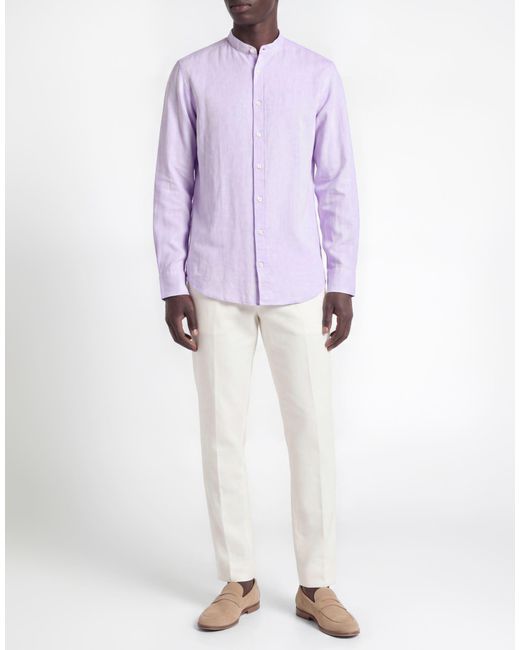 BASTONCINO Purple Lilac Shirt Linen, Cotton for men