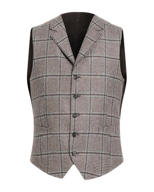 Isaia Gray Dark Tailored Vest Wool, Cupro for men