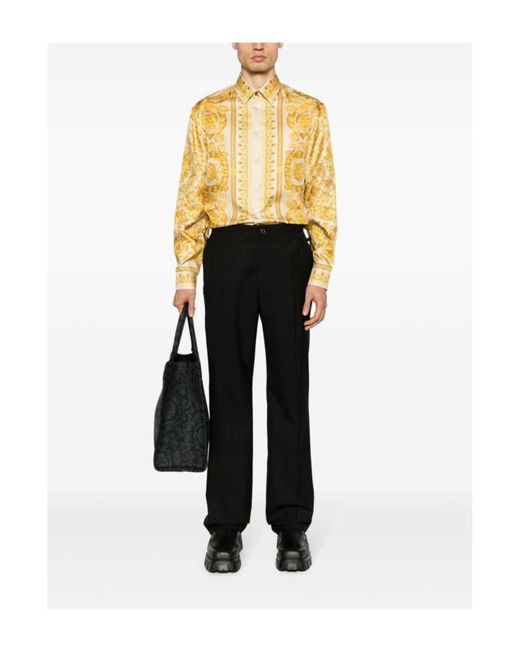 Camisa con estampado Barocco Versace de hombre de color Yellow