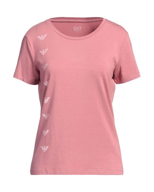 EA7 Pink Antique Rose T-Shirt Cotton, Modal, Elastane