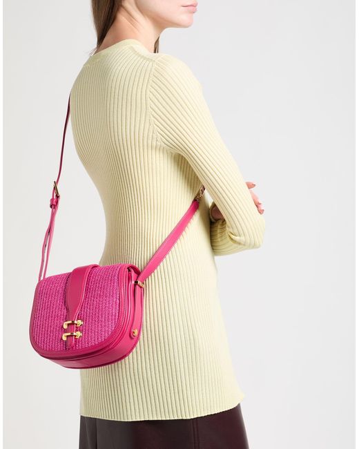 Alberta Ferretti Pink Fuchsia Cross-Body Bag Textile Fibers, Leather