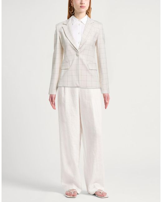 Cristinaeffe White Blazer Viscose, Polyamide, Elastane