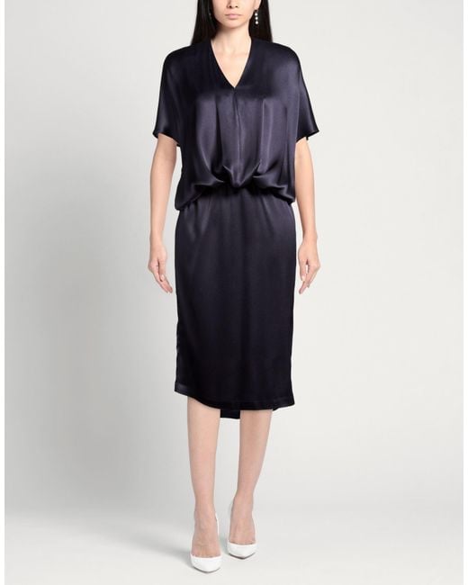 Semicouture Blue Maxi Dress Acetate, Silk
