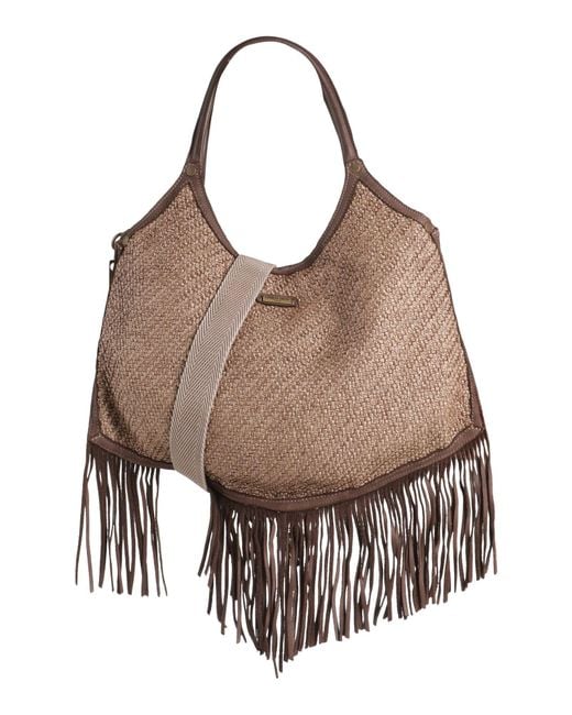 Caterina Lucchi Brown Handbag Calfskin, Polyamide