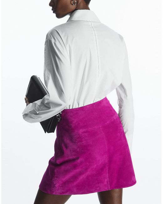 COS Pink A-line Suede Skirt