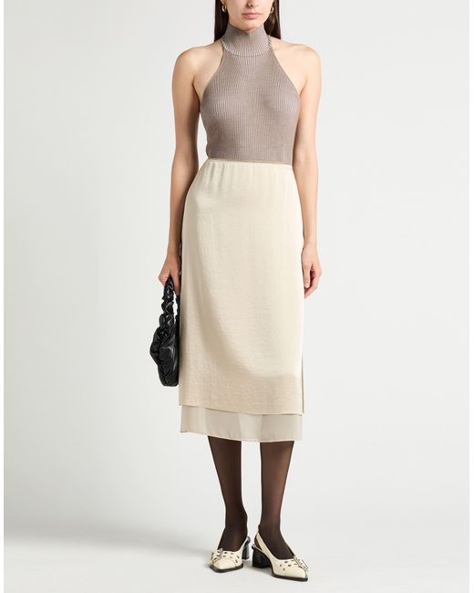 Vince Natural Midi Skirt Polyester